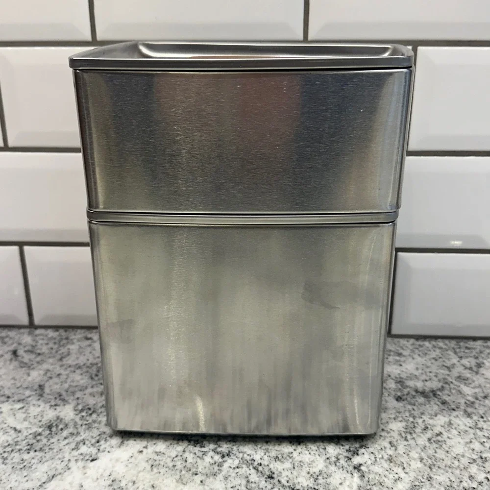 Vintage Lincoln BeautyWare Canister Set‎ Silver Stackable Tea Coffee MCM Retro